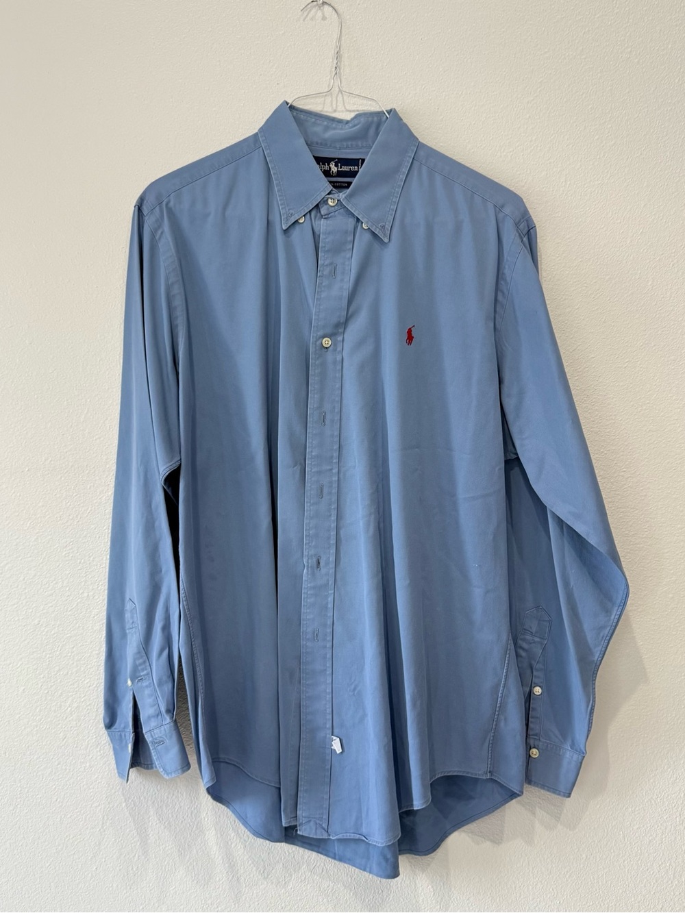 Ralph Lauren Button-Down Shirt in Dusty Blue with Red Pony